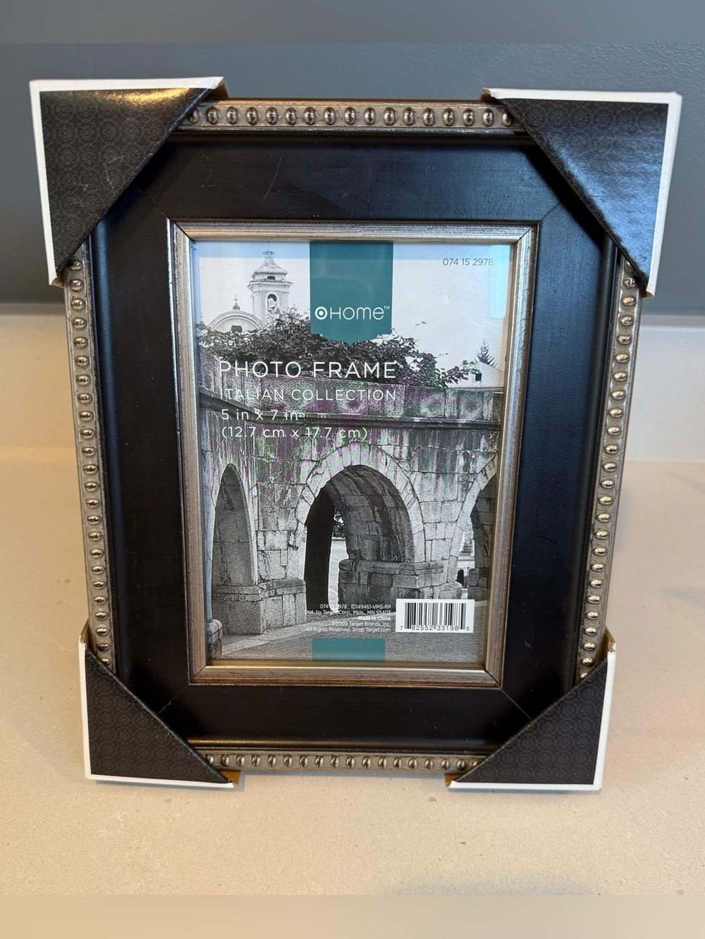 NWT Target Home Collection Black and Silver Beaded 5x7 Photo Frame